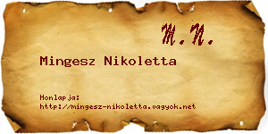Mingesz Nikoletta névjegykártya